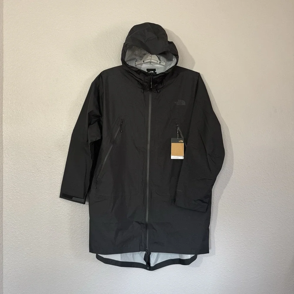 NWT North Face Men's XL Packable LT‎ Rain Parka Jacket Unisex Black Waterproof